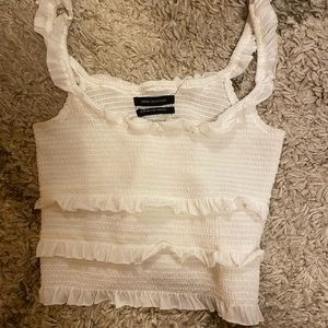 White urban outfitters ruffle ribbed top